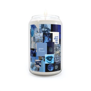 Vela con diseño de tablero de visión azul tranquilo / Vela perfumada personalizada para inspirarse / Cera de soja natural con una duración de combustión de 70 a 80 horas / 13,75 oz