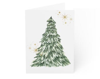 Hand-Painted Pine Tree Greeting Card | Christmas Holiday Note Card