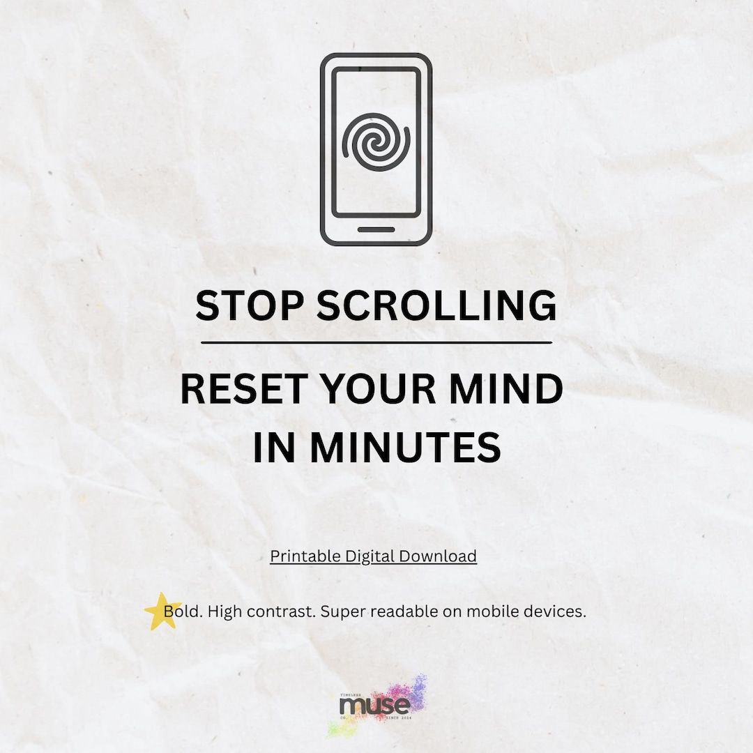 Anti-doomscroll Guide Printable | Digital Detox Planner | Mindful Reset ...