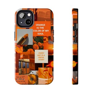 Funda para teléfono con tablero de visión estético naranja / Duradera y liviana / iPhone 13, 14, 15 / Diseño de tablero de estado de ánimo para inspirarse