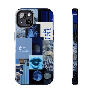 Funda para teléfono con tablero de visión estético azul / Duradera y liviana / iPhone 13, 14, 15 / Diseño de tablero de estado de ánimo para inspirarse