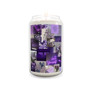 Vela con tablero de visión morado real / Vela perfumada personalizada para inspirarse / Cera de soja natural con tiempo de combustión de 70 a 80 horas / 13,75 oz