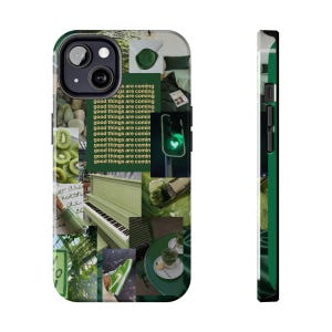 Funda para teléfono con tablero de visión estético verde / Duradera y liviana / iPhone 13, 14, 15 / Diseño de tablero de estado de ánimo para inspirarse