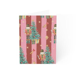 Nutcracker and Christmas Tree Greeting Cards | Holiday Pattern Note Cards