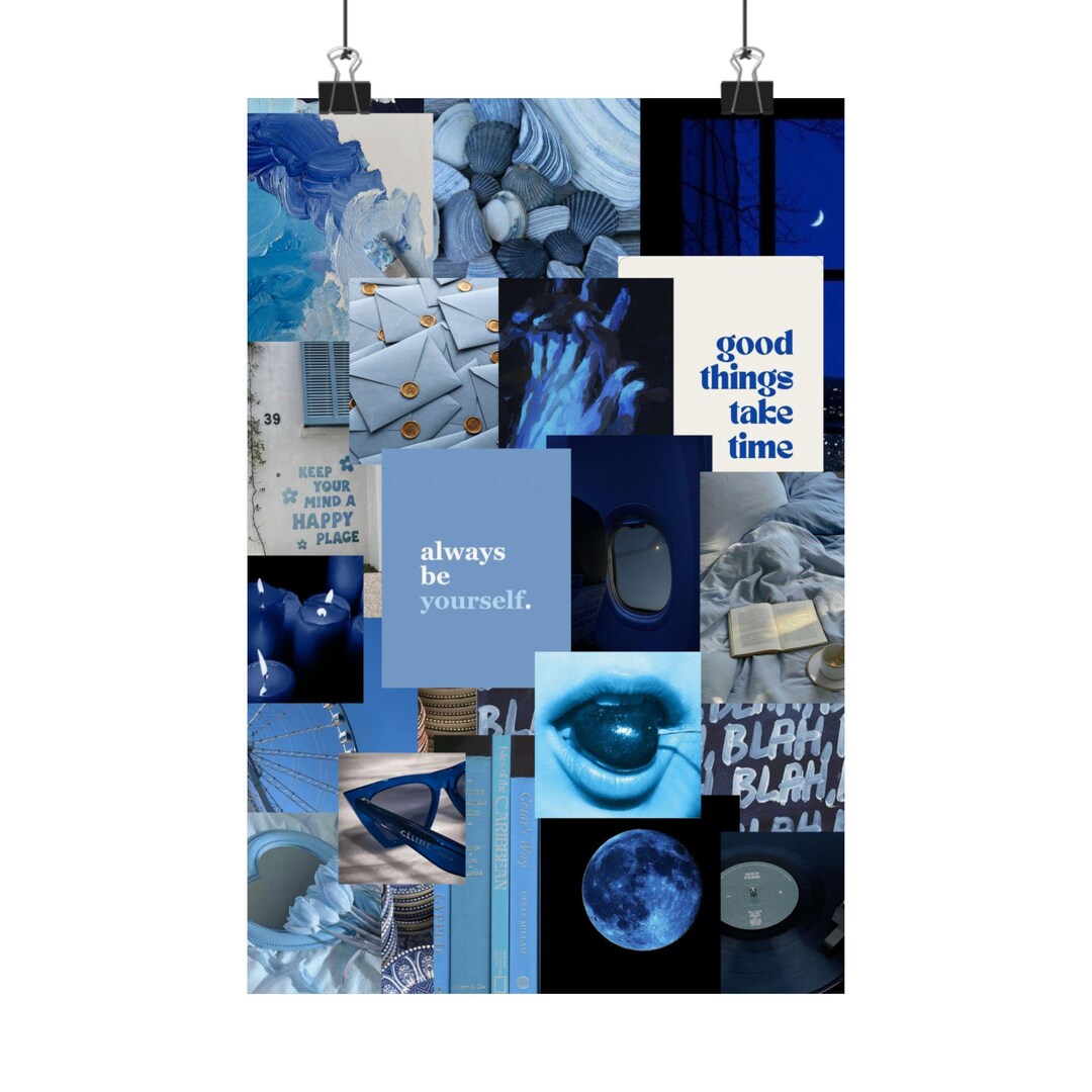 Blue Vision Board Poster | Manifestation Print for Bedroom, Office ...