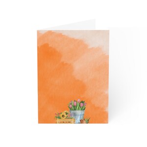 Minimalistisches Blumen Grußkarten Set | Hintergrund orange Frühlingskarte | Innen leer | Grußkarten zum Geburtstag, Dankeschön oder Einfach Einfach so