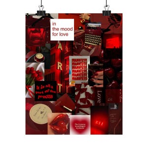 Póster de tablero de visión estético rojo / Tablero de estado de ánimo vertical mate / Arte de pared de visualización de objetivos / Decoración de habitación inspiradora