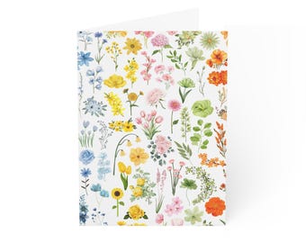 Floral Greeting Cards Set: Botanical Blank Note Cards