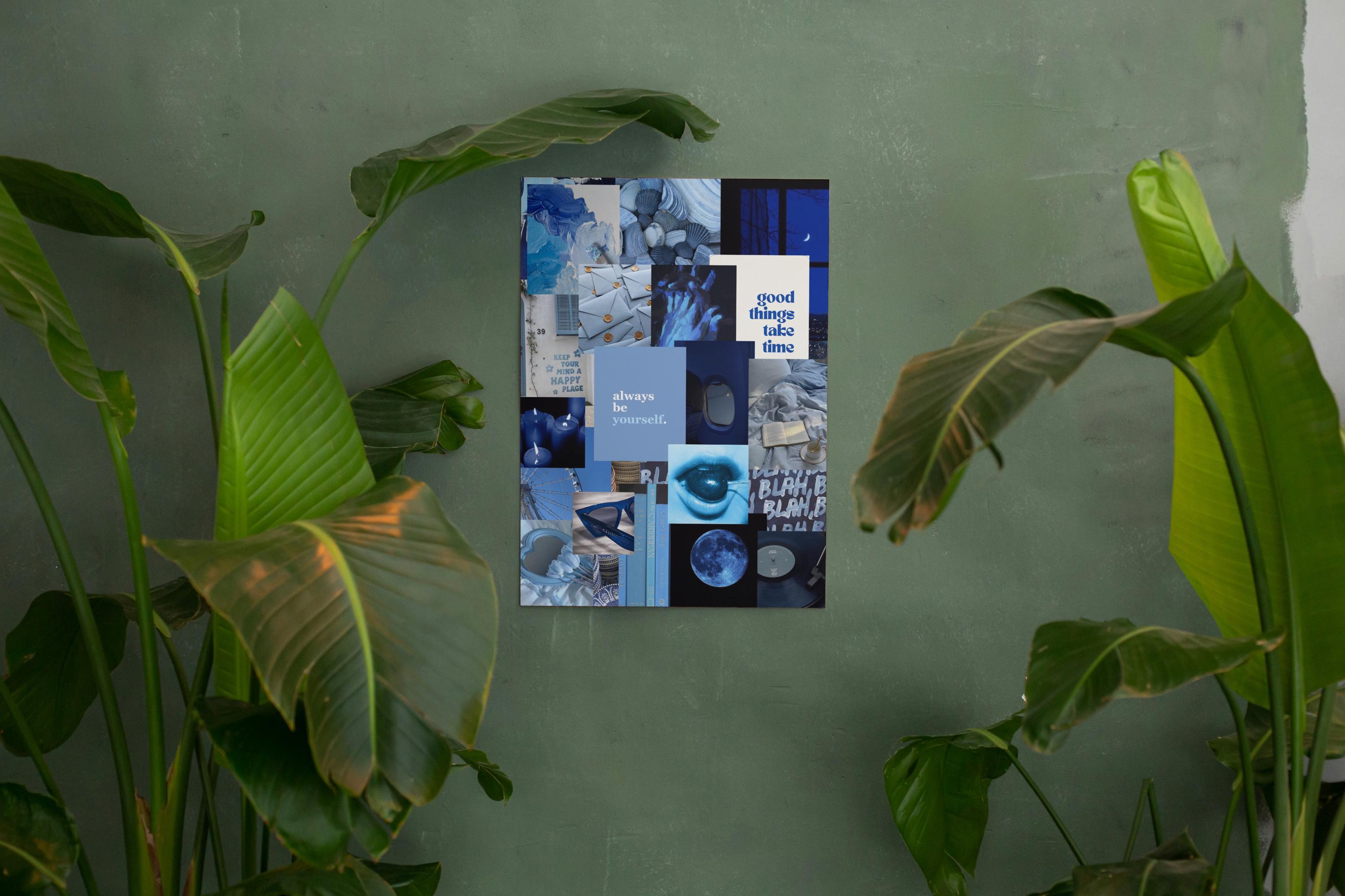 Blue Vision Board Poster | Manifestation Print for Bedroom, Office ...