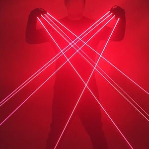 Czerwone rękawice laserowe | Rękawice do pokazów świetlnych LED | Rękawice Rave | Rękawice DJ-skie | Rękawice do występów scenicznych