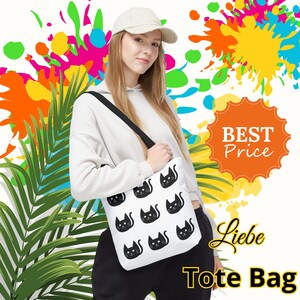 Süße Katzenmuster-Einkaufstasche, Katzen-Einkaufstasche, Geschenk für Freund, Katzen-Einkaufstasche, Geschenk für Katzenliebhaber, umweltfreundliche Tasche, niedliches Tiertaschen-Design.