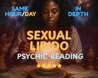 May include: An image promoting a psychic reading service. The image features a woman looking down at a glowing crystal ball with the words "SEXUAL LIBIDO PSYCHIC READING" in large text. The text "SAME HOUR/DAY" and "IN DEPTH" are also visible.