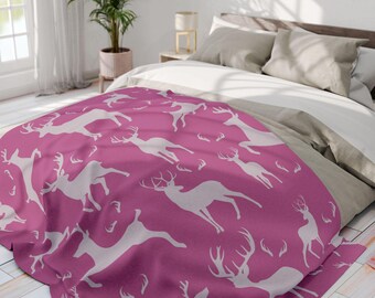Cobertor de lã com estampa de veado, manta rústica e aconchegante, perfeita para decoração de casa, sofá-cama decorativo, manta para piquenique na praia. 3 tamanhos disponíveis.