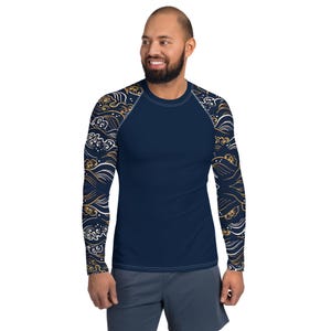 Ocean Wave BJJ Rash Guard voor heren, BJJ Rash Guard, Jiu Jitsu Rash Guard, Braziliaans jiu jitsu, MMA-topje, samoerai