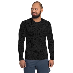 Zwarte topografische Rash Guard, BJJ Rash Guard voor heren, BJJ Rash Guard, Jiu Jitsu Rash Guard, Braziliaans jiu-jitsu, MMA