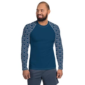 Marineblauwe BJJ Rash Guard, voor heren, BJJ Rash Guard, Jiu Jitsu Rash Guard, Braziliaans jiu jitsu, MMA-topje, samoerai