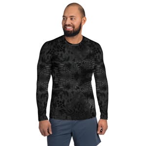 Zwarte ratelslang camouflage Rashguard, Rash Guard voor heren, BJJ Rash Guard voor mannen, Jiu Jitsu Rash Guard, Braziliaans jiu jitsu, MMA, camouflage