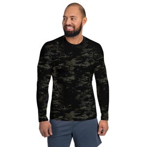 Zwarte Multicam Camo Rash Guard, Rash Guard Voor Mannen, BJJ Rash Guard Voor Mannen, Jiu Jitsu Rash Guard, Brazilian Jiu Jitsu, MMA