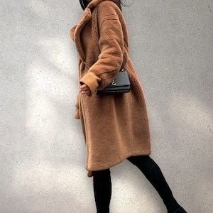 Premium Wool Teddy Coat - Caramel Brown