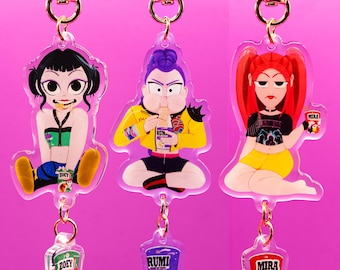 K-Pop Demon Hunter Inspired Rumi, Zoey, Mira Key Chain | Keyring