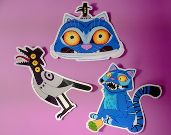 K-Pop Demon Hunter Inspired Tiger and Bird Sticker | Vinyl 3 inch 4 inch