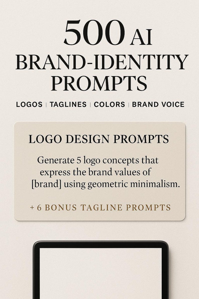 500 AI Brand-identity Prompts (logos, Taglines, Colors, Brand Voice) - Etsy