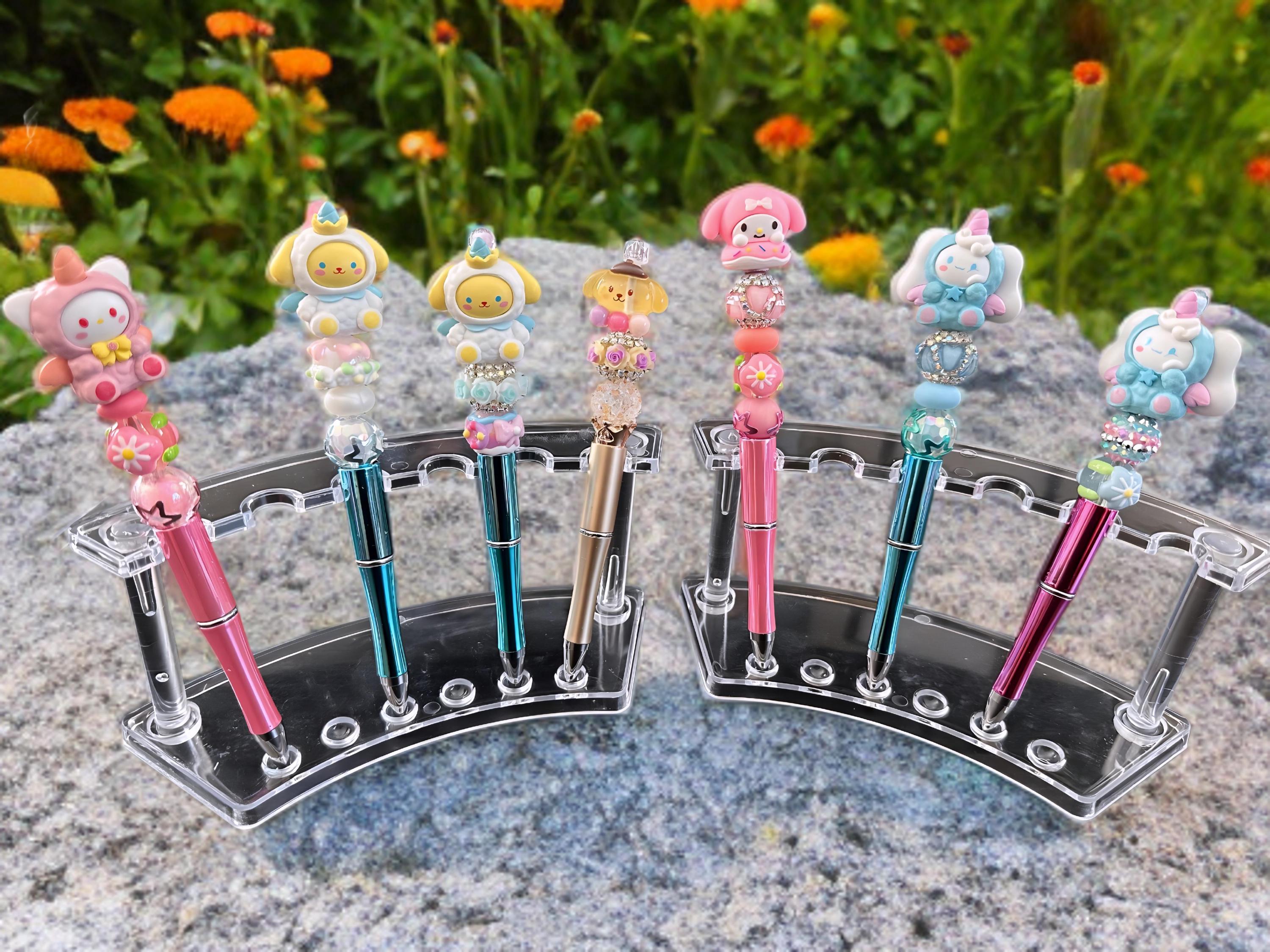 Hello Kitty Beaded Pens – Kawaii Sanrio Characters | Cute Stationery Gift | Kuromi, My Melody, Cinnamoroll & More!