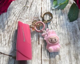 Window Breaker/Seat Belt Cut Safety Keychain with Cute Labubu Figure – Emergency Tool + Air Freshener – Multi-Color Car Accessories Gift Set