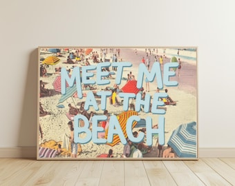 Meet Me at the Beach Art Print: Vintage Photograph Print - Coastal Gallery Wall Decor (Digital Download)