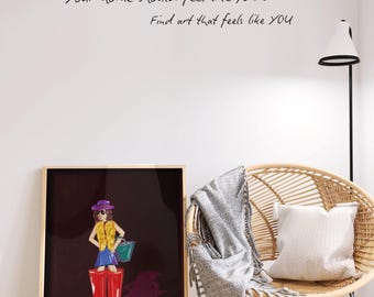 New Boot Goofin Art Print:  Funky Girl in Red Boots Sketch - Feminine Gallery Wall Decor (Digital Download)