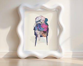 Dressing Room Art Print: The Clothes Chair- Line Art Sketch - Feminine Gallery Wall Decor (Poster)