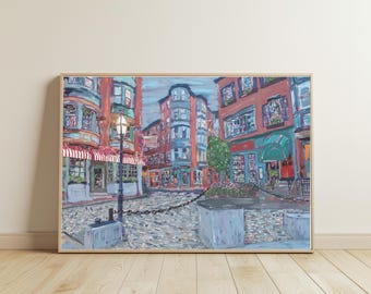 North End Art Print: Landscape Boston Gallery Wall Decor (Poster)