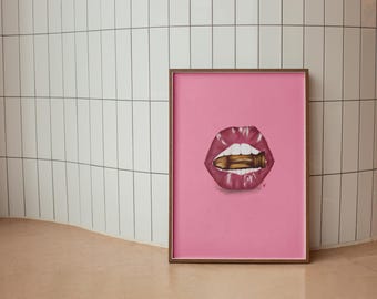 Bite the Bullet Art Print: Feminine Gallery Wall Decor (Digital Download)