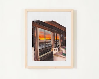Boston Sunrise Poster - Waterfront Window View Art Print
