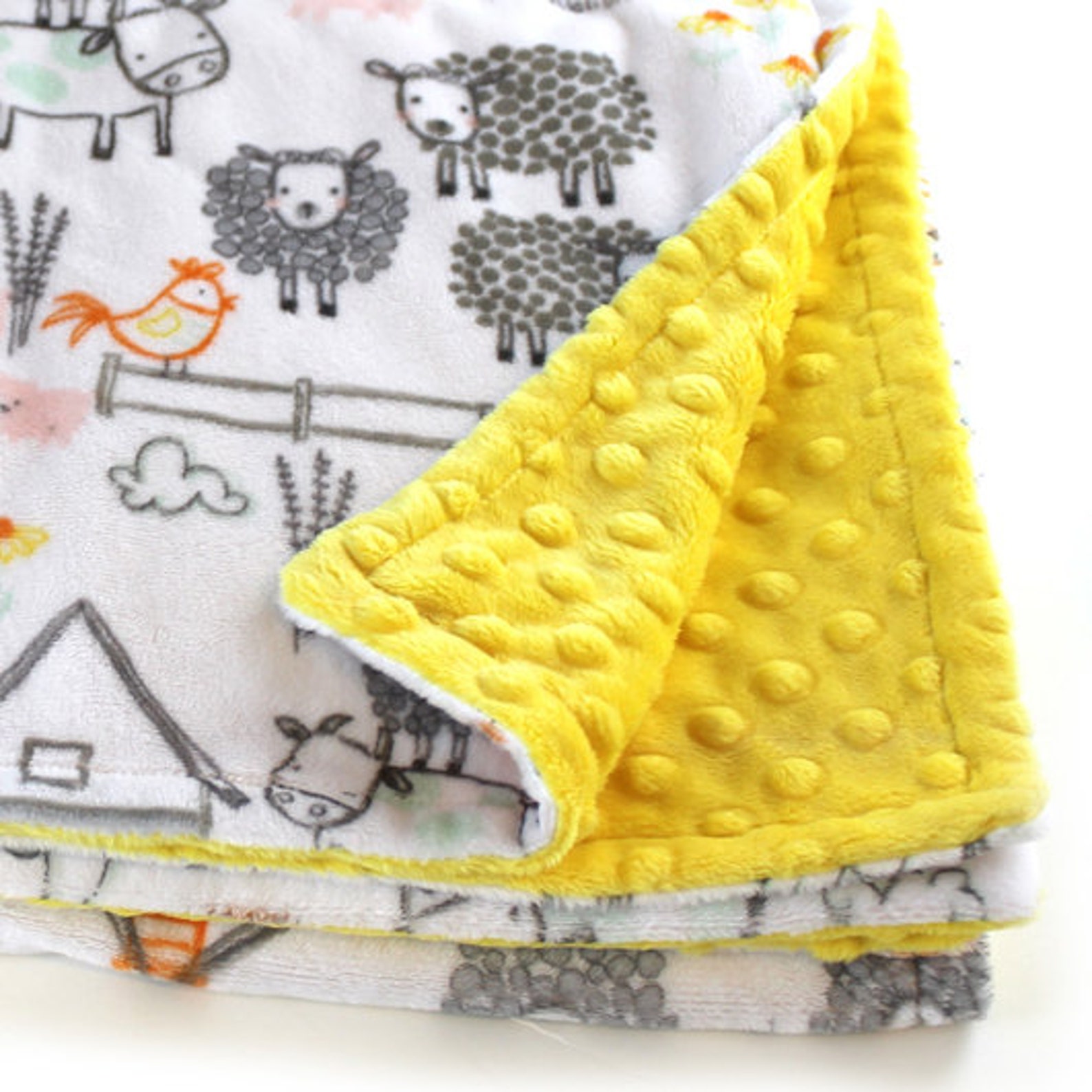 Personalize Baby Blanket Girl Farm Baby Blanket Pink Gray Etsy