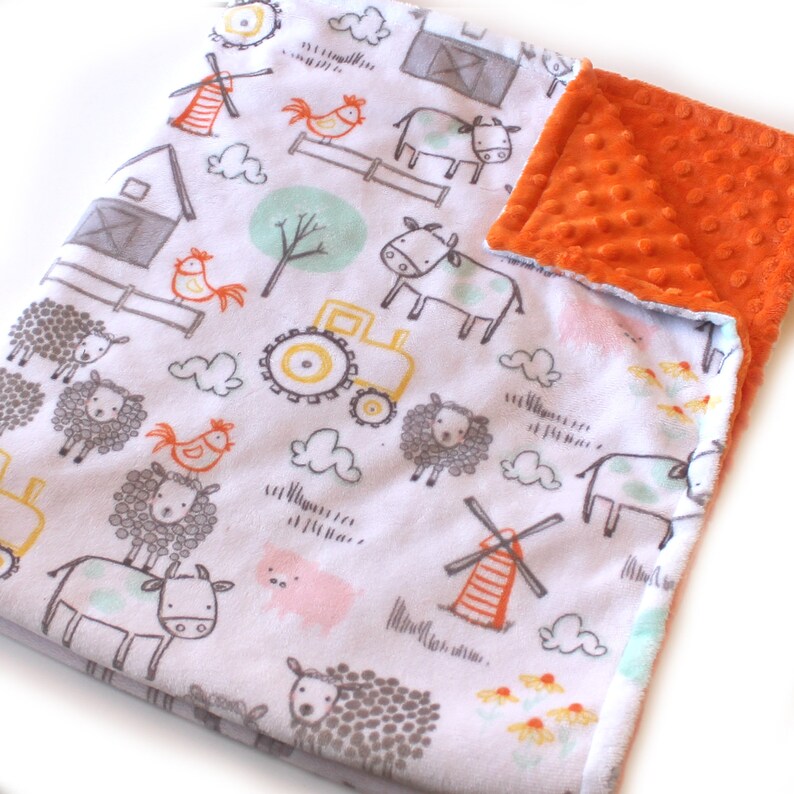 Personalize Baby Blanket Girl Farm Baby Blanket Pink Gray Etsy