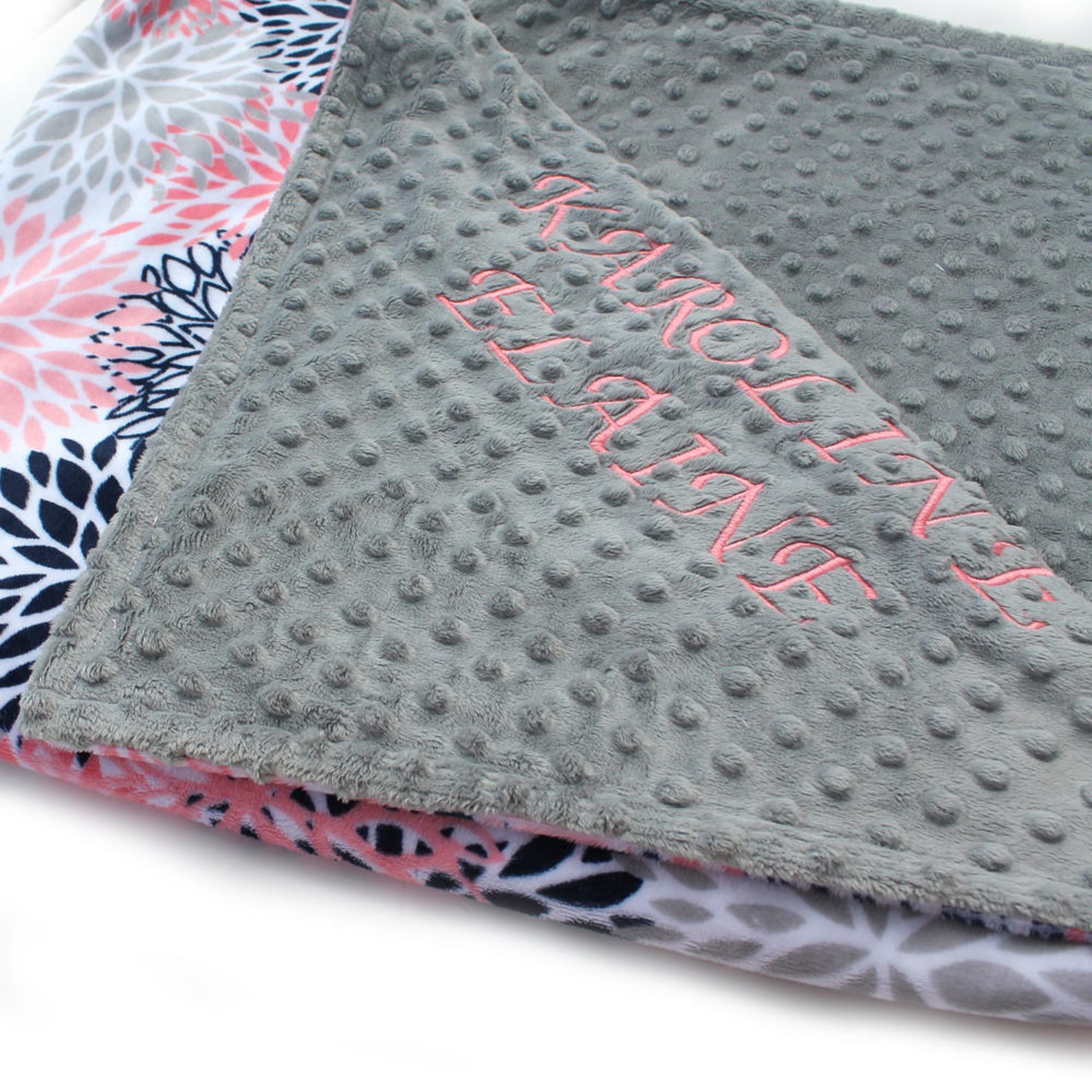 Personalized Baby Blanket Coral Baby Blanket Baby Girl Etsy