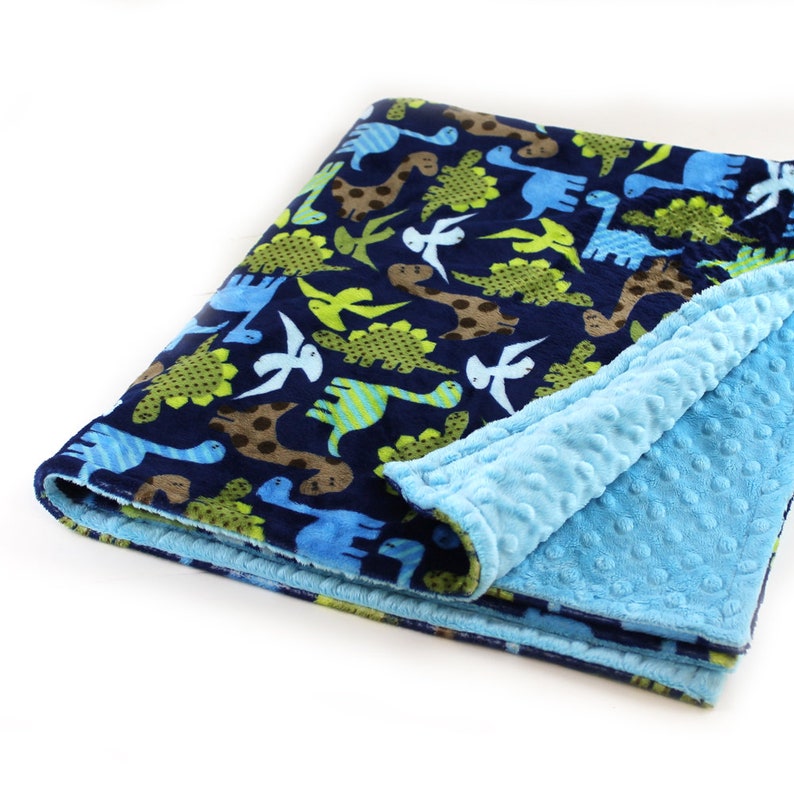 Blue Dinosaurs Mini Boy Lovey Blanket Personalized Baby Etsy