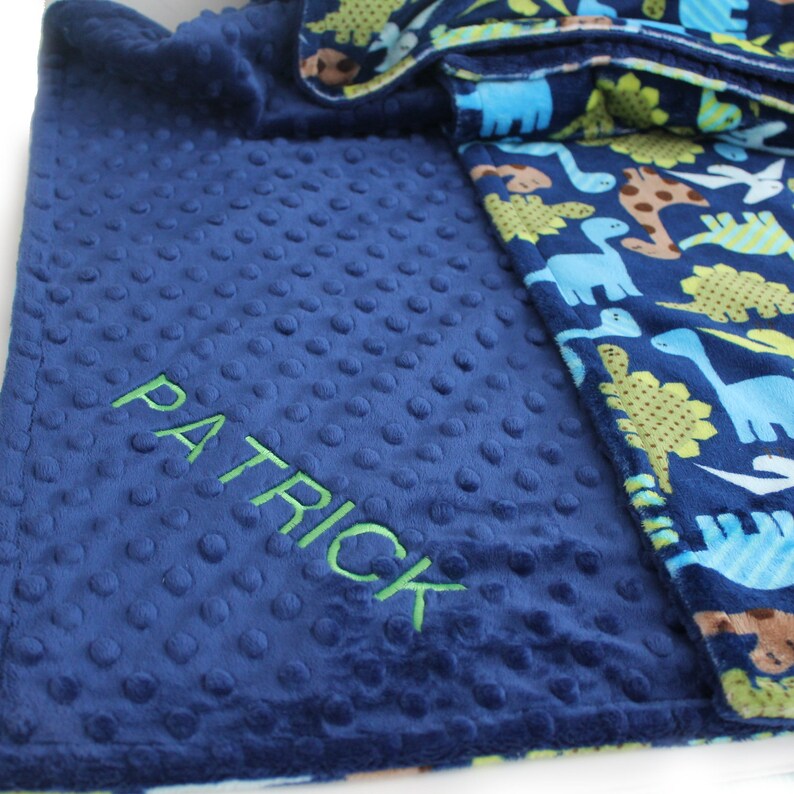 Blue Dinosaur Baby Blanket Baby Boy Blanket Personalized Etsy