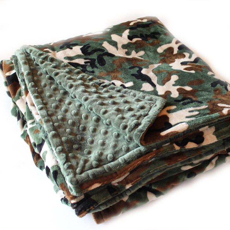 Personalized Baby Blanket Camo Minky Blanket Camo Baby Blanket Boy Green Brown Camouflage Blanket