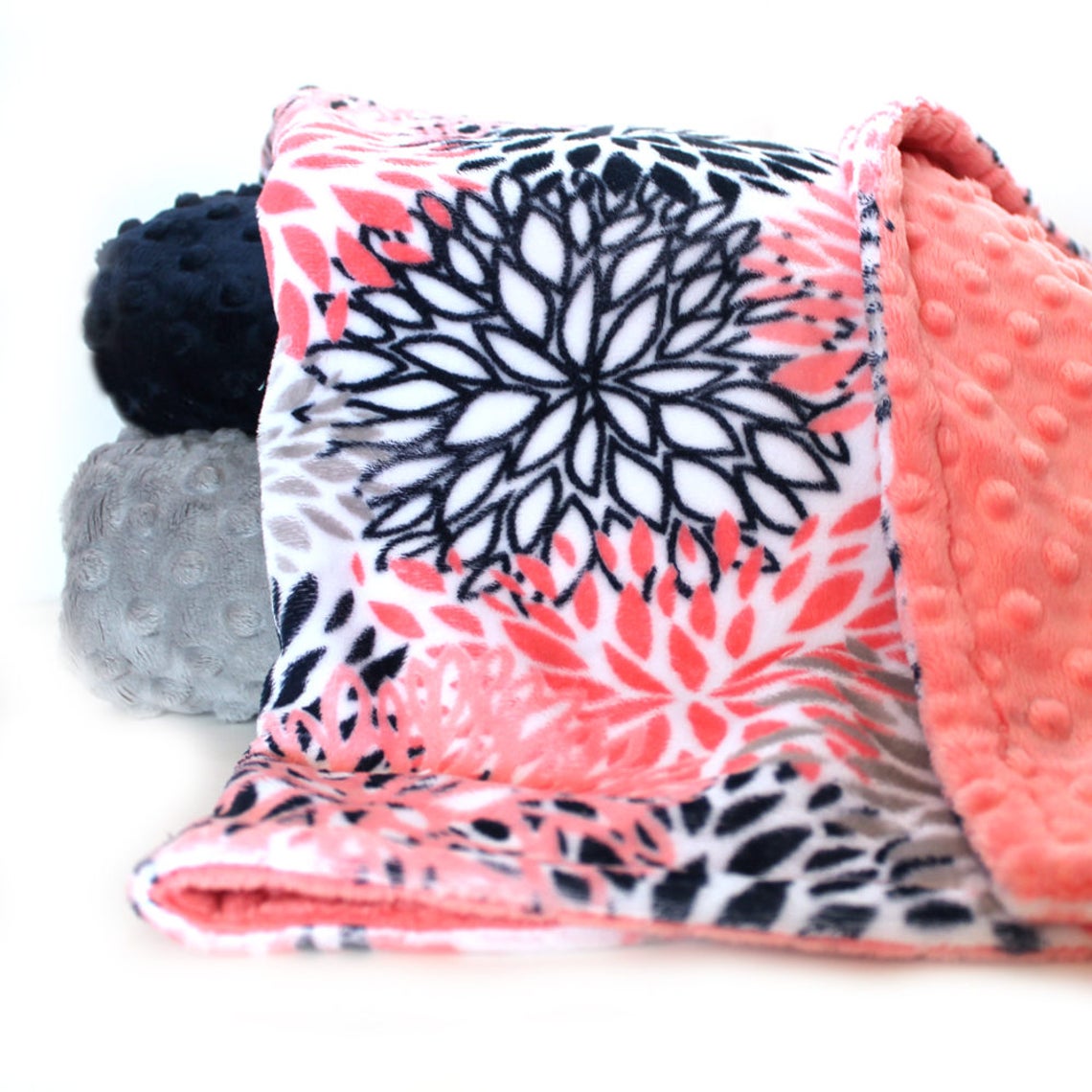 Personalized Baby Blanket Coral Baby Blanket Baby Girl Etsy