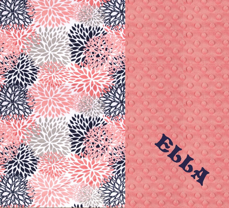 Personalized Baby Blanket Coral Baby Blanket Baby Girl Etsy