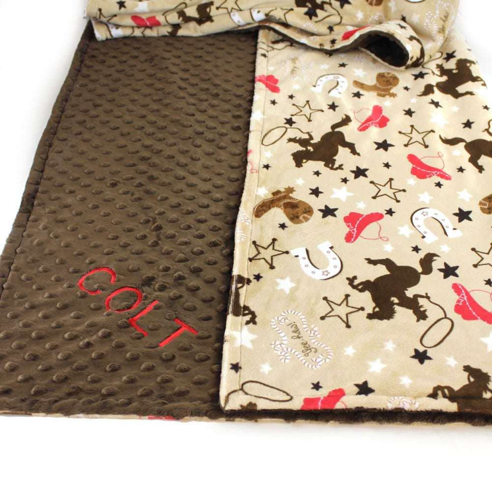 Personalized Baby Blanket Boy Cowboy Minky Baby Blanket Boy Etsy