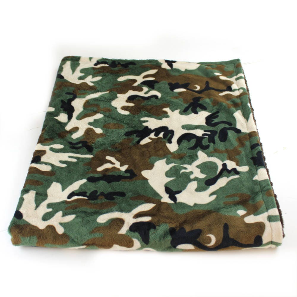 Camo Minky Baby Blanket Boy Green Brown Camouflage Blanket ...