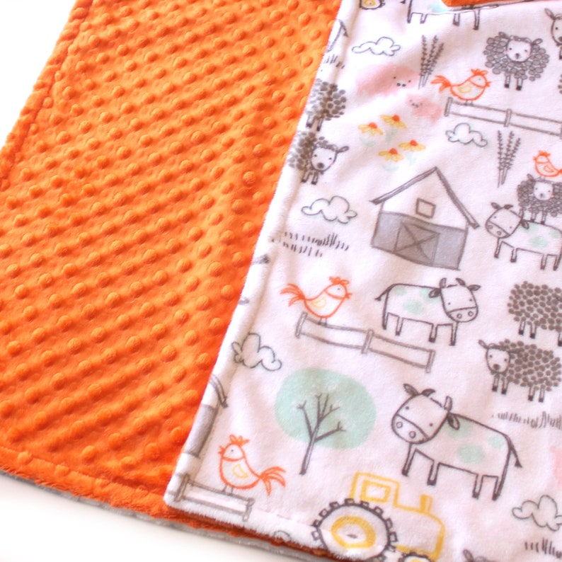 Personalize Baby Blanket Girl Farm Baby Blanket Pink Gray Etsy