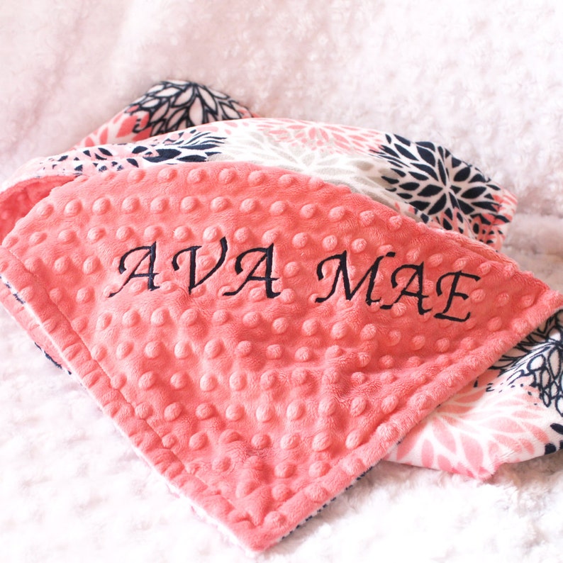 Personalized Baby Blanket Coral Baby Blanket Baby Girl Etsy