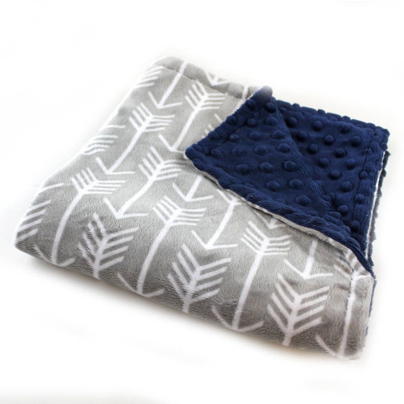 Baby Lovey Navy Gray Arrow Blanket Personalized Baby Blanket Etsy