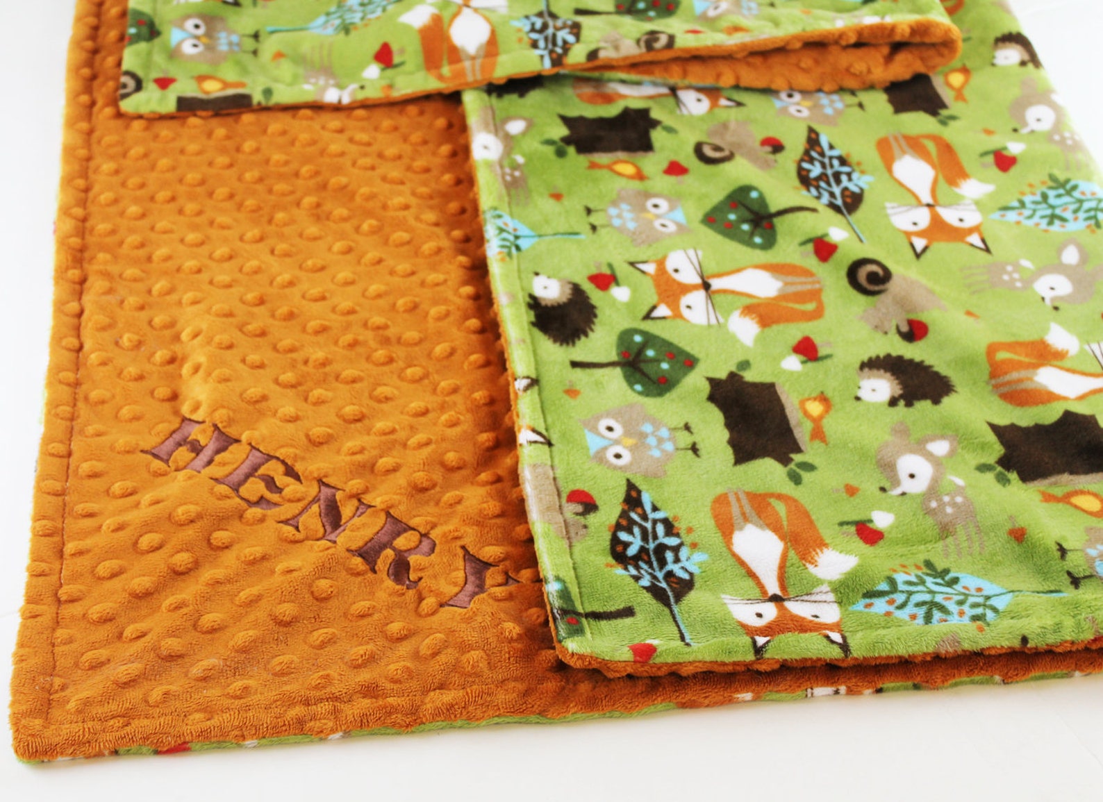 Personalize Minky Baby Blanket Woodland Baby Blanket Animal Etsy