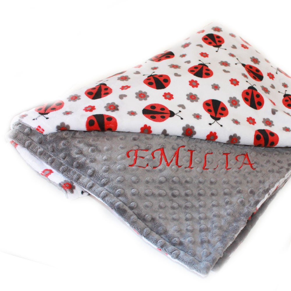 Personalized Baby Blanket Girl Ladybug Blanket Minky Baby Etsy