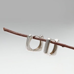 sterling silver link hoop earrings, square hoop earrings, cute gifts for women.